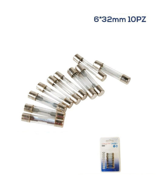 Set 10pz Fusibili Bilama Maschi In Vetro Assortiti 12/32v 5a/10a/15a/20a Xc-1312         