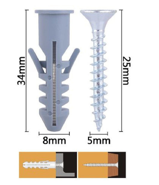 Set 11pz Viti Vite Croce 5x25mm + Tasselli Con Alette Tassello M8 Fischer 57565         