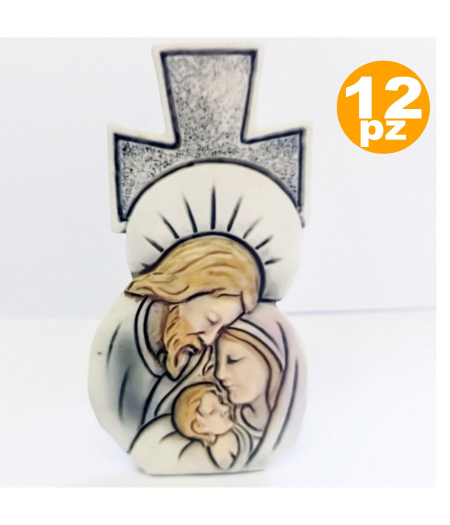 Set 12 Bomboniere Croce Nativita' Giuseppe Madonna Bianco Ceramica Soprammobile         