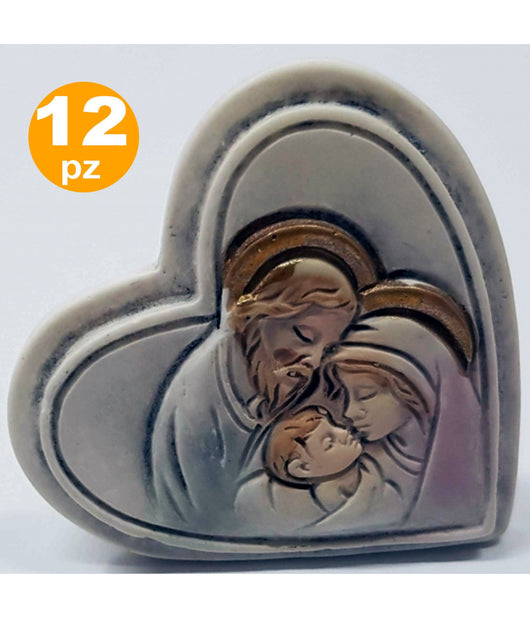 Set 12 Bomboniere Cuore Nativita' Giuseppe Madonna Bianco Ceramica Soprammobile         