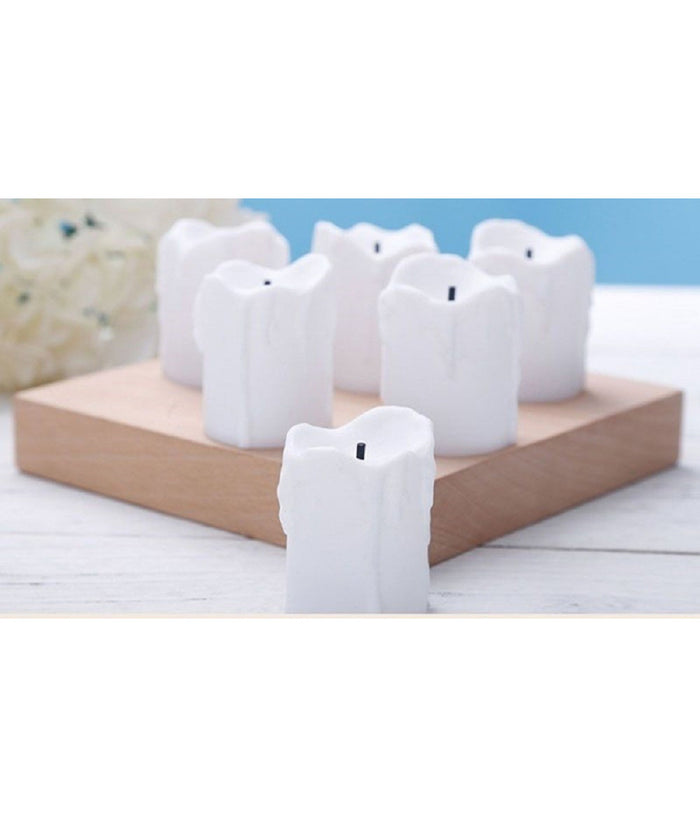 Set 12 Candele In Finta Cera Con Luce Led Effetto Fiamma Lumini Per Decorazione         