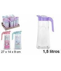 Set 12 Pezzi Brocca Brocche Caraffa In Vetro 1,5 Lt Coperchio Colorato         