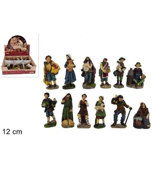 Set 12 Pezzi Pastori Statuine Altezza 12 Cm Presepe Assortiti Presepio Di Natale         