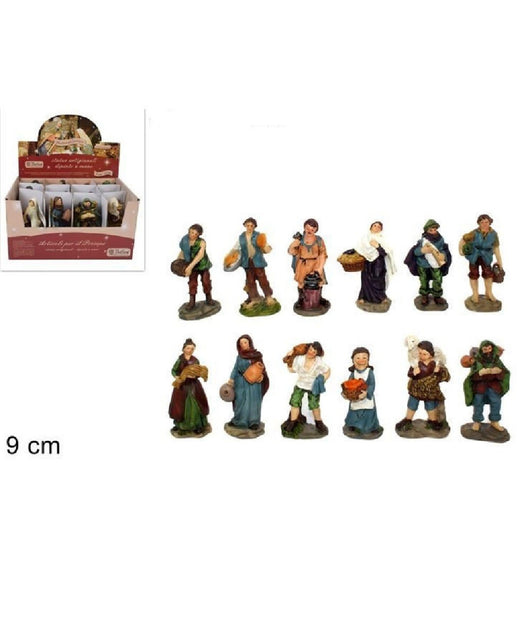 Set 12 Pezzi Pastori Statuine Presepe Assortiti Presepio Di Natale Altezza 9 Cm         