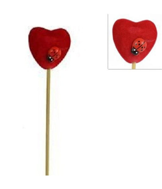 Set 12 Pz Spilloni Con Cuore Rosso Coccinella 3x21x2cm Accessori San Valentino         