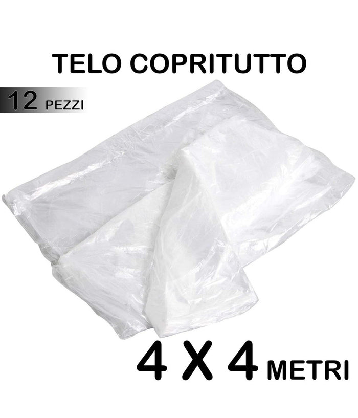 Set 12 Telo Copritutto Multiuso Protegge Pavimenti Mobili Auto Sedie 4x4m         