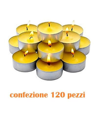 Set 120 Pezzi Candele Bianche Profumate Fragranza Limone Tealight Lumini         