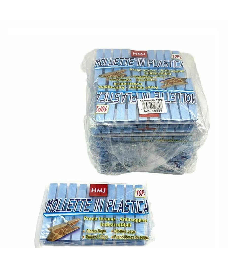 Set 120 Pezzi Mollette Pinze Bucato Panni Plastica Extraforte Azzurre Biancheria         