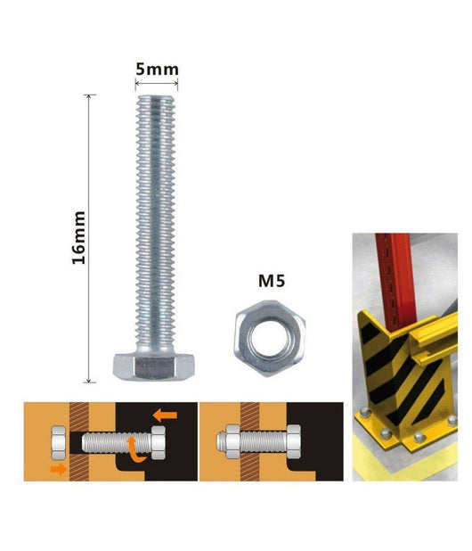 Set 13 Pz Vite Viti Per Esterno A Testa Esagonali 5x16mm Con Dadi Dado M5 90909         