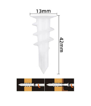 Set 15 Pezzi Tasselli In Plastica Tassello Fischer Fissaggio Viti 13x42 Mm 57179         