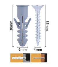 Set 15pz Viti Vite Croce 4x35 Mm + Tasselli Con Alette Tassello M6 Fischer 57562         