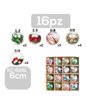 Set 16 Palline Natalizie Decorazioni 6 Cm Addobbi Per Albero Di Natale Xc-8261         