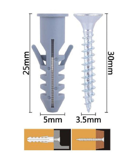 Set 18 Pz Viti Vite Croce 3.5x30mm+tasselli Con Alette Tassello M5 Fischer 57559         