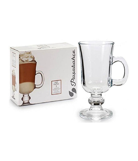 Set 2 Bicchieri Irish Coffee Tazza Da Cappuccino Latte The' In Vetro Manico Bar         