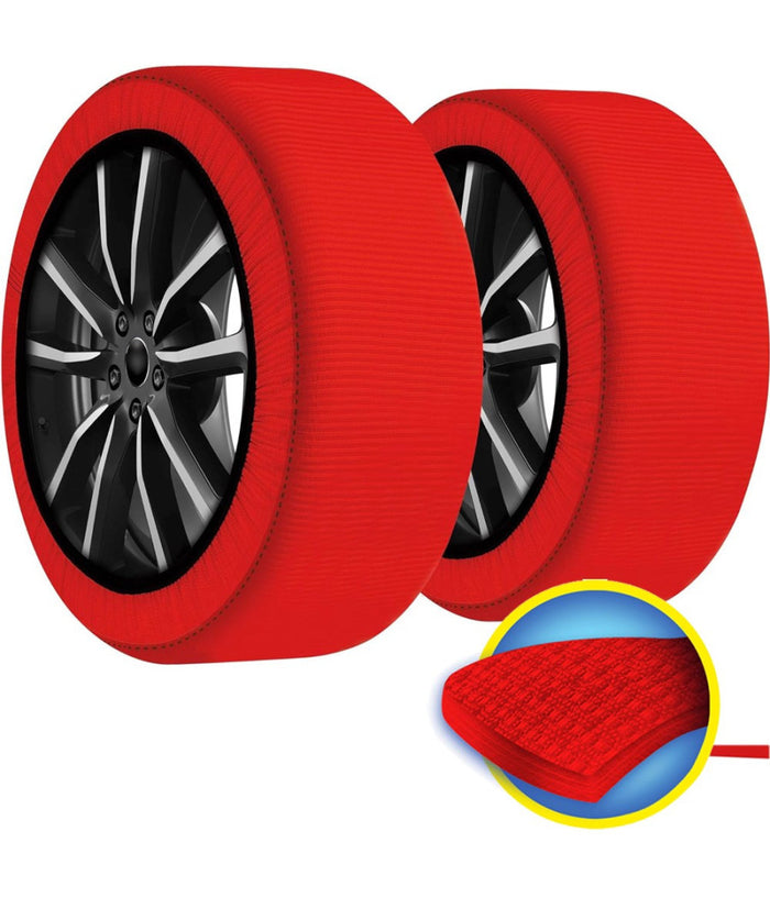 Set 2 Calze Da Neve Catene Per Auto Omologate In Tessuto 3d Per Grande Aderenza     Xl    