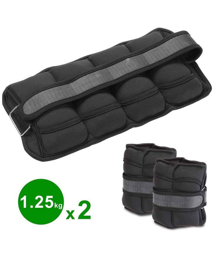 Set 2 Pesi Polsi E Caviglie 1,25 Kg Allenamento Palestra Aerobica Fitness Nero         