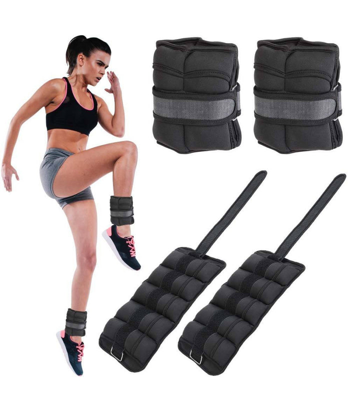 Set 2 Pesi Polsi E Caviglie 2,25 Kg Allenamento Palestra Aerobica Fitness Nero         