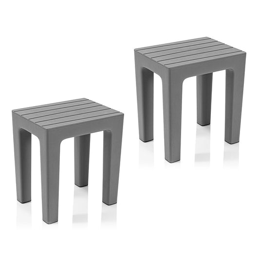 Set 2 pezzi Lello lo sgabello multiuso ad alta resistenza grigio effetto legno