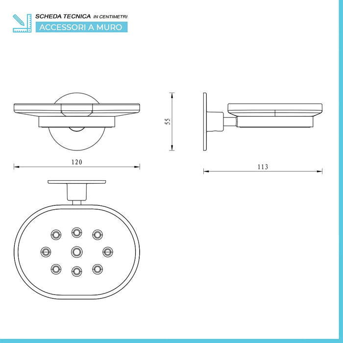 Set accessori a muro portaspazzolini e portasapone in acciaio Idea