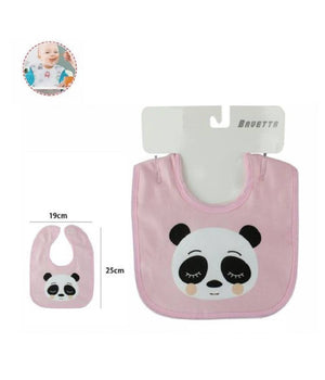 Set 2 Pz Bavetto Bavaglino Neonato Pappa Allattamento Bambina Panda 68332 Rosa         