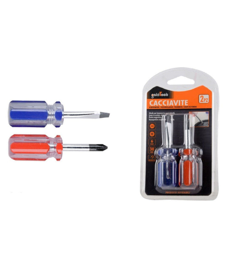 Set 2 Pz Cacciavite Nano Con Punta Magnetica A Taglio E A Stella 6mm 38mm 91894         