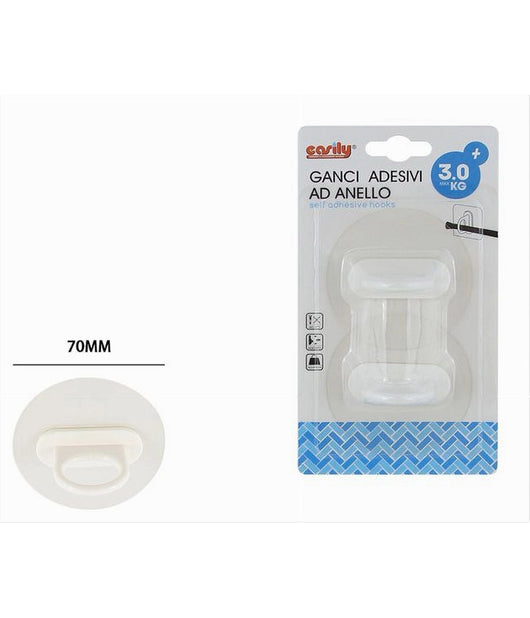 Set 2 Pz Ganci Adesivi Ad Anello Per Asta Tende Da Parete Bagno Casa Tondi 87362         