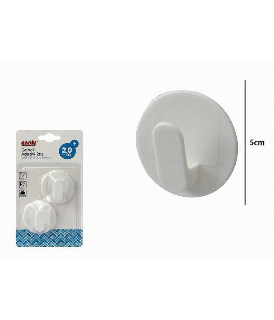 Set 2 Pz Ganci Appendini Adesivi A Parete Casa Cucina Bagno Attaccapanni 79338         