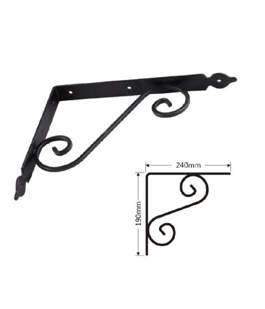 Set 2 Pz Reggimensola Supporto Staffa Angoliere Fantasia 240x190 Mm Nera 91278         