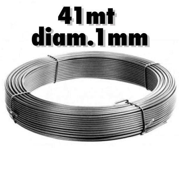 Set 2 Pz. Rotoli Filo Di Ferro 41 Mt Ciascuno Spessore Diametro 1mm Acciaio Zincato         