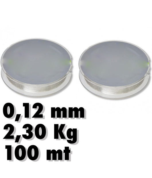 Set 2 Rotoli Lenza 0.12mm 2.30kg 100 Metri Ciascuno Pesca Altissima Resistenza         