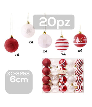 Set 20 Palline Natalizie Decorazioni 6 Cm Addobbi Per Albero Di Natale Xc-8258         