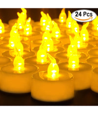 Set 24 Pz Candele Led Lumini Gialli A Batteria Luce Decorazione         