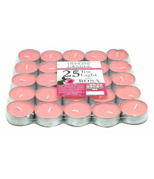 Set 25 Pezzi Candele Rosa Profumate Fragranza Alla Rosa Tealight Lumini Candela         