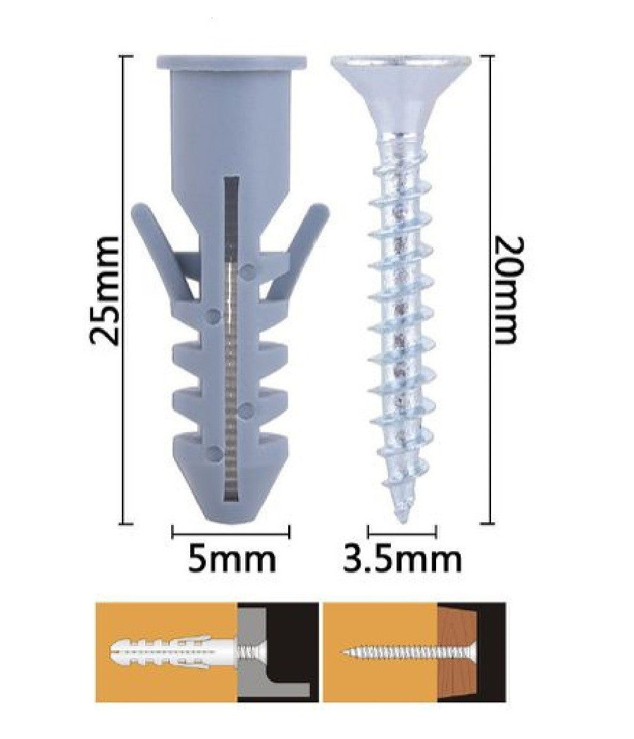 Set 28pz Viti Vite Croce 3.5x20mm + Tasselli Con Alette Tassello M5 Fischer 57557         