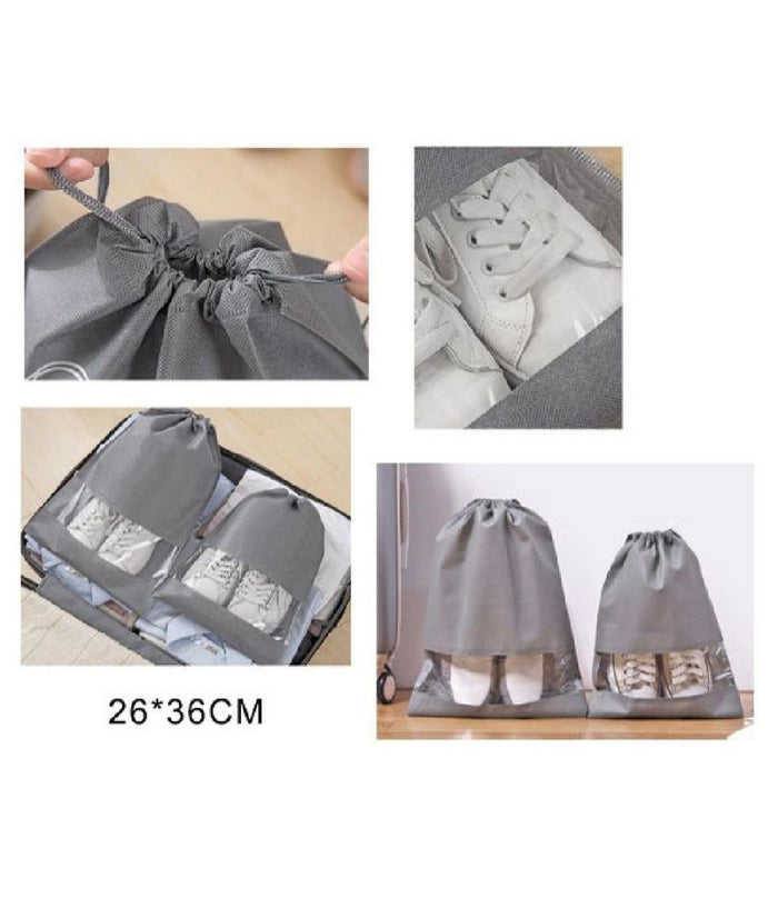 Set 2pz Borsa Sacchi Sacca Porta Scarpe Portascarpe Viaggio Sport 26x36cm 58085         