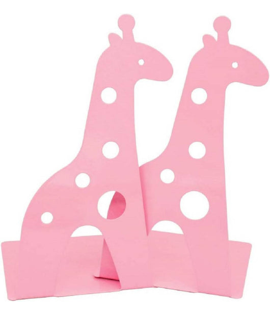 Set 2pz Grazioso Ferma Libri A Forma Di Giraffa In Metallo Scrivania Bambini Rosa         