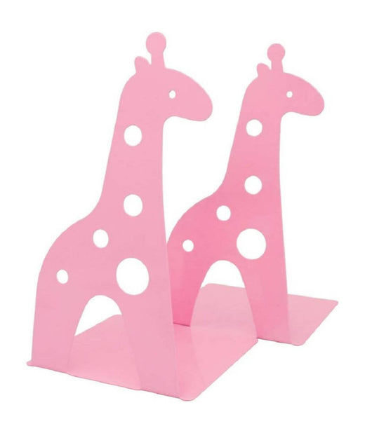 Set 2pz Grazioso Ferma Libri A Forma Di Giraffa In Metallo Scrivania Bambini Rosa         