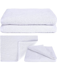 Set 3 Asciugami Telo Doccia Bagno Per Hotel Albergo Bianco 100% Cotone 100x150cm         