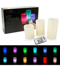 Set 3 Candele Led Luce Rgb Candela Telecomando Fuoco Finto Cromoterapia Massaggi         