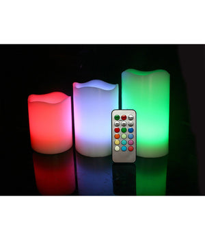 Set 3 Candele Led Luce Rgb Candela Telecomando Fuoco Finto Cromoterapia Massaggi         