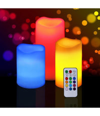 Set 3 Candele Led Luce Rgb Candela Telecomando Fuoco Finto Cromoterapia Massaggi         