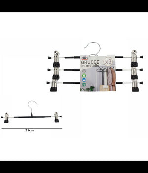 Set 3 Grucce Pantaloni In Metallo Armadio Clip Antiscivolo Gonne Shorts Top 31cm         