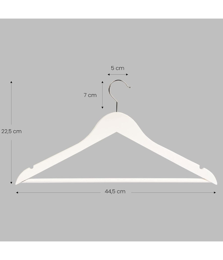 Set 3 Grucce Stampelle Appendiabito Legno Bianca Vestiti Pantaloni Giacche 59620         