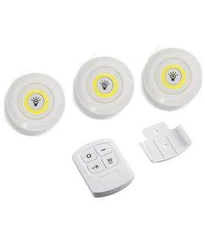 Set 3 Luci Led Cob Illuminazione Con Telecomando Faretto Spot Timer         