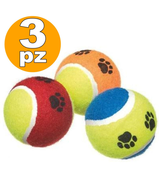 Set 3 Palline Pallina Da Tennis Cane Gioco Lanciatore Palla Parco Gatto Cani         