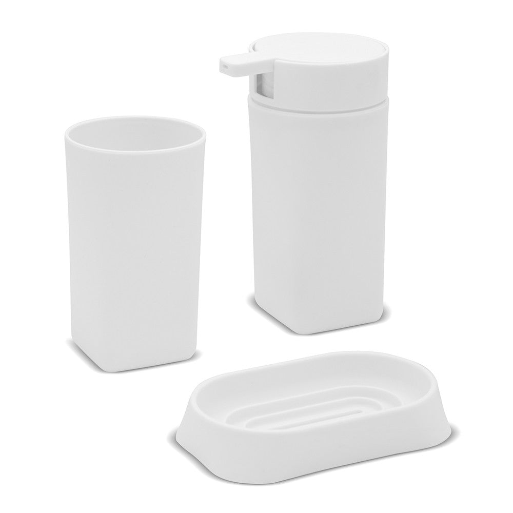 Set 3 pezzi accessori bagno bianco in abs Tender