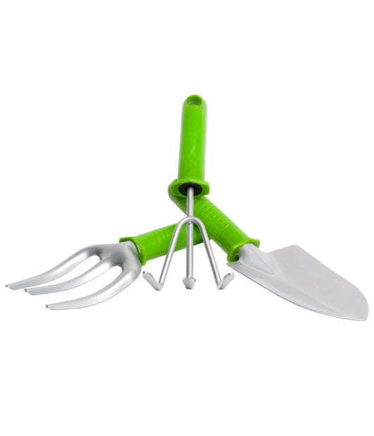 Set 3 Pezzi Utensili Giardinaggio Rastrello Pala Maniglia Manutenzione Giardino         