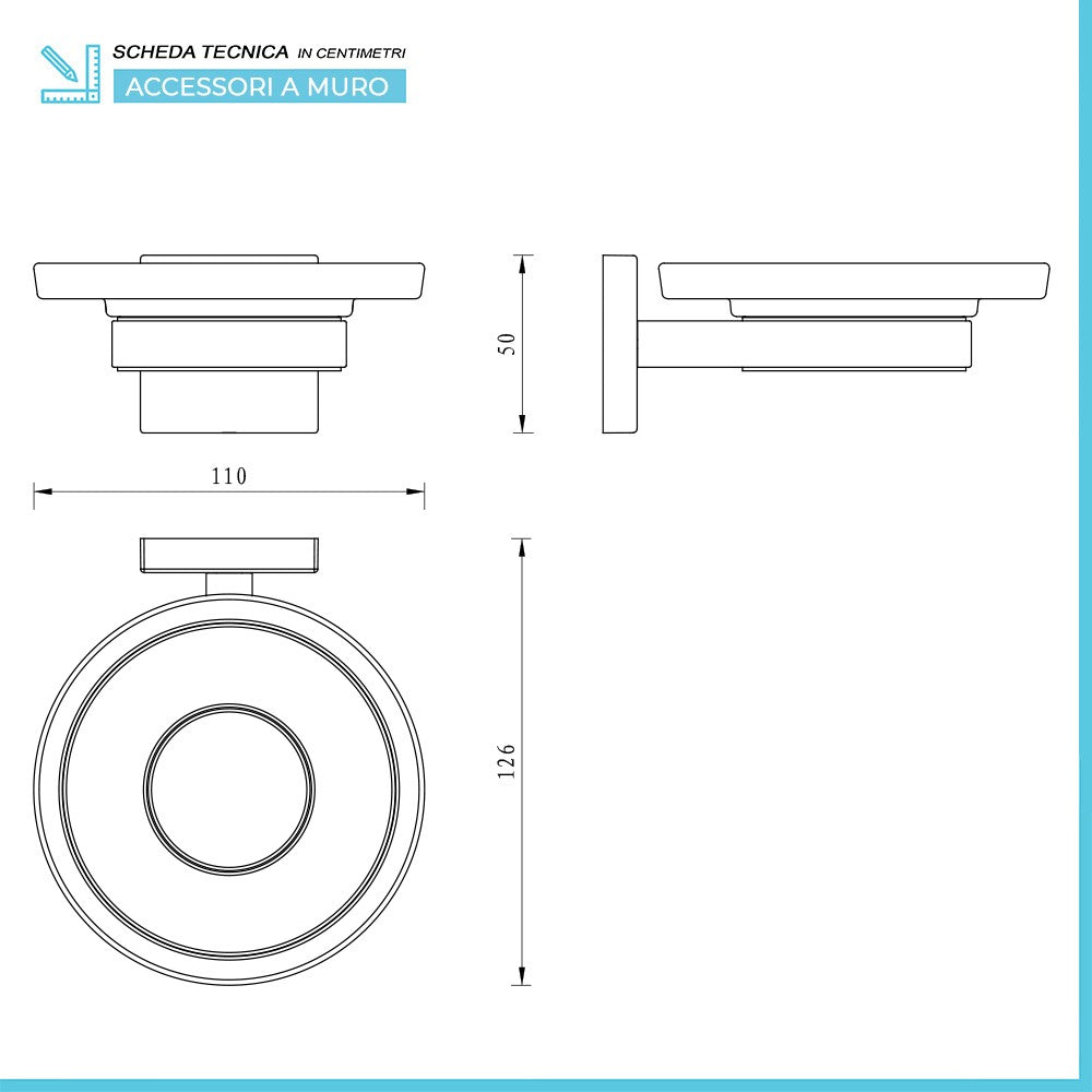 Set accessori a muro 3 pezzi in acciaio cromato e viti incluse Easy 