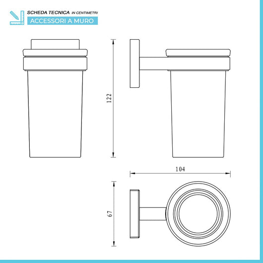 Set accessori a muro 3 pezzi in acciaio cromato e viti incluse Easy 