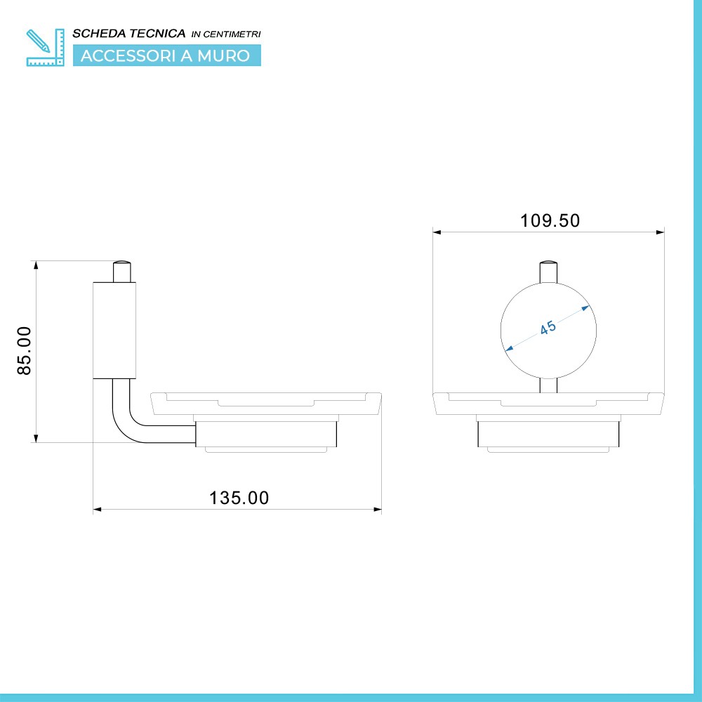 Set accessori a muro 3 pezzi in acciaio cromato e viti incluse Plaza 